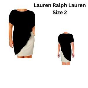 Lauren Ralph Lauren New Two-Tone Overlay Sheath Dress Size 2 Black and White